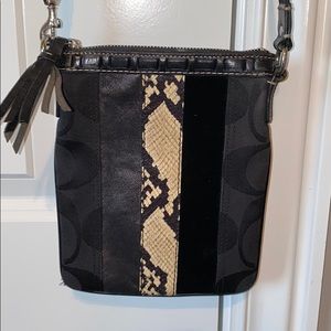 Black Coach Crossbody: Snakeskin, Suede, Leather